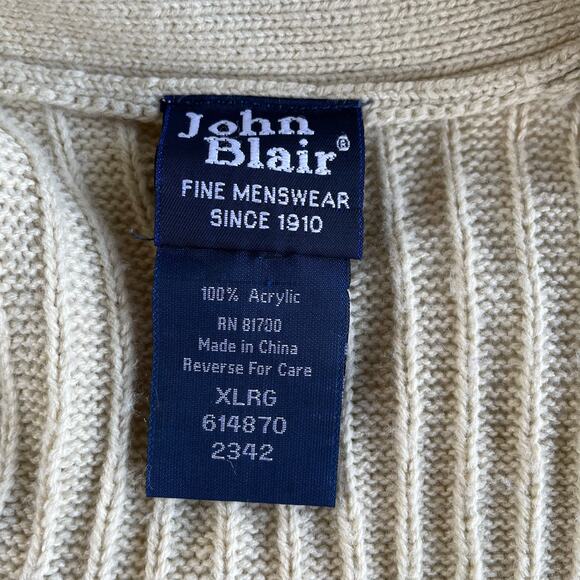 🔥Vintage 90s John Blair Classic Cable Knit Cardigan Sweater Grandpa Grunge Dad - Picture 15 of 16
